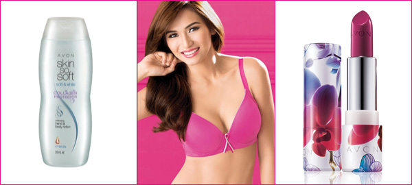 Buy Avon Fashions Pink Ribbon Underwire Bra, Over Nature Lipstick, and Skin So Soft (SSS) Soft & White Collagen Protector Whitening Hand & Body Lotion to donate to the breast cancer fund.